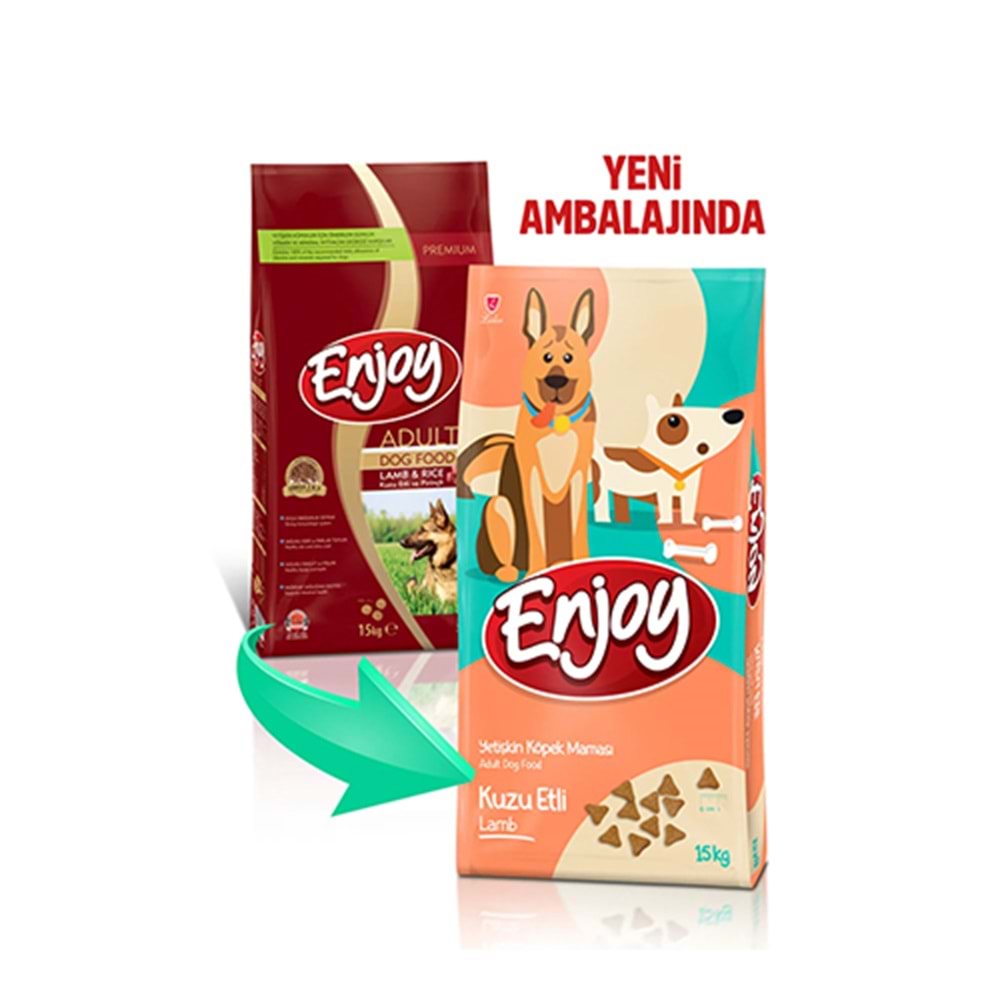 Enjoy Kuzulu ve Pirinçli Yetişkin Köpek Maması 15 Kg