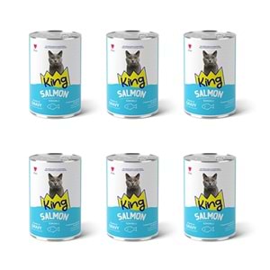 King Sos İçerisinde Et Parçacıklı Somonlu Kedi Konservesi 400 gr x 6 Adet