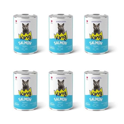 King Sos İçerisinde Et Parçacıklı Somonlu Kedi Konservesi 400 gr x 6 Adet